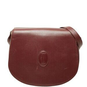 Cartier Must Line Crossbody Shoulder Bag, Wine Red/Bordeaux Leather, Women's.